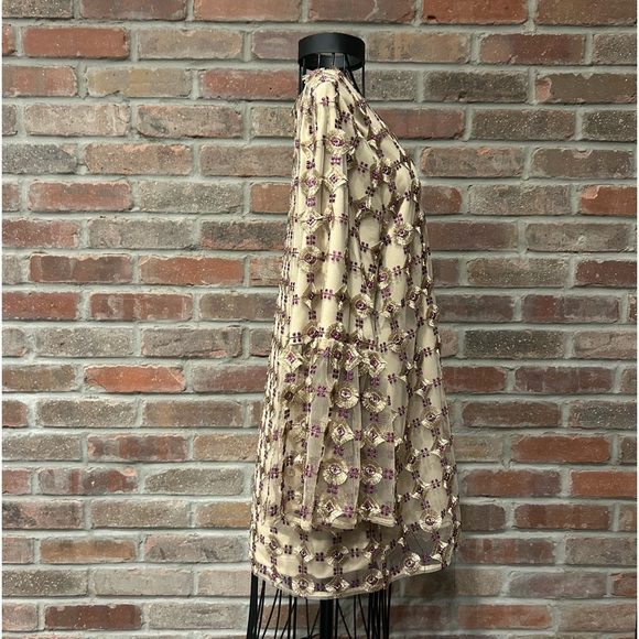 Calvin Klein Gold & Purple Design Over Tan Lining Size Large - Picture 3 of 8